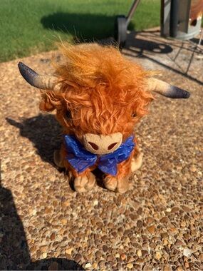 Highland Cow Plush with Blue Bow